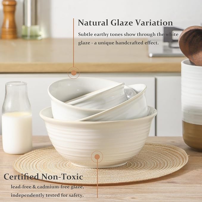Hasense Mixing Bowls, Ceramic Serving Dishes - Image 7