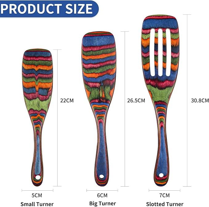Spurtle Set, Wooden Utensils for Cooking, WOSPONFAN Kitchen Utensils Set - Image 2