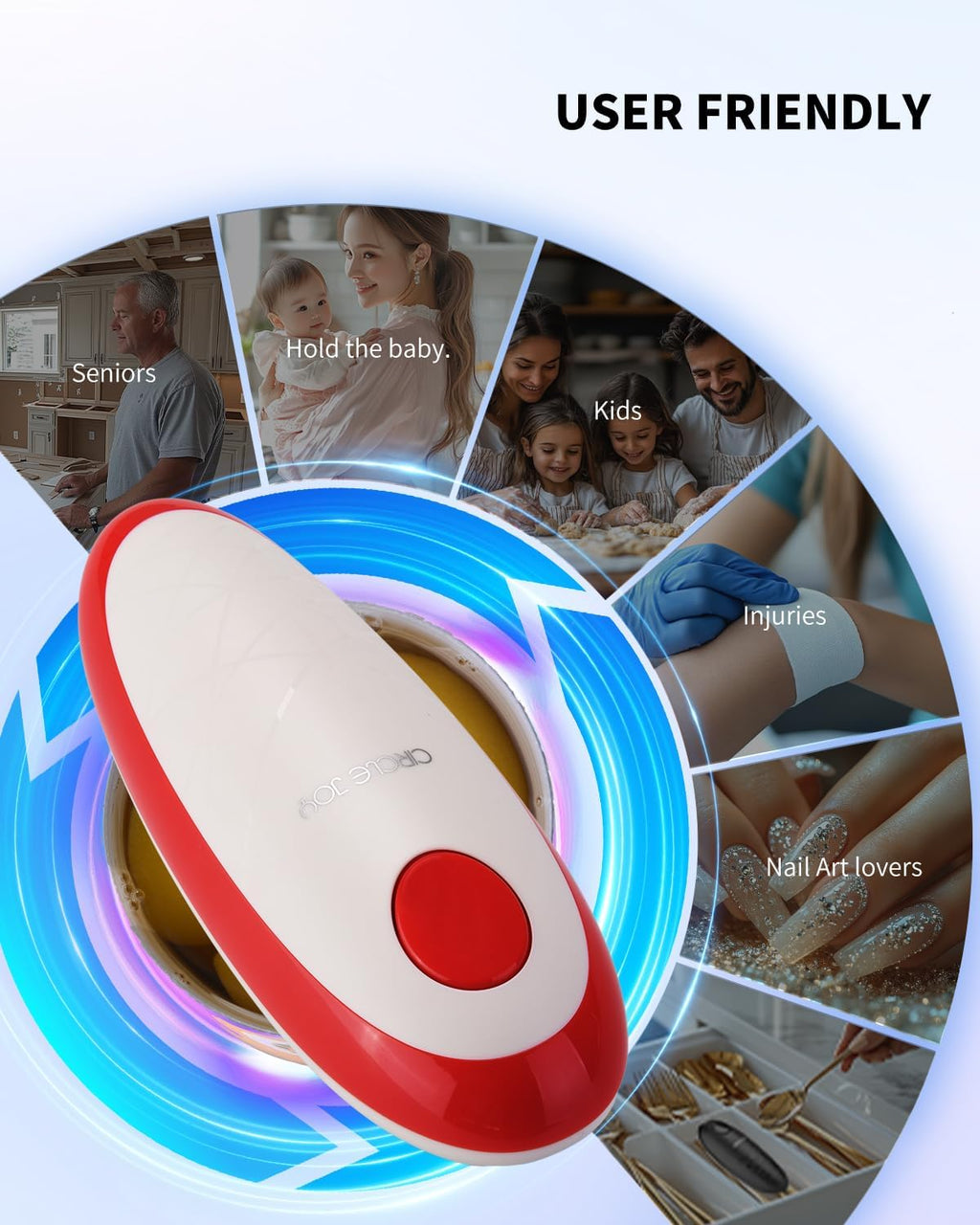 CIRCLE JOY Electric Can Opener, One-Touch Automatic Can Opening with