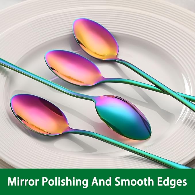 7.5 Inches Rainbow Stainless Steel Ice Tea Spoon, Colorful Cocktail Mixing Spoon - Image 3
