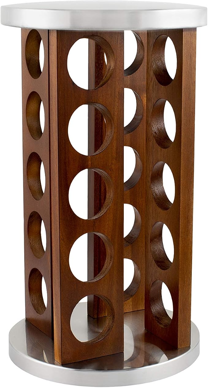 Orii 20 Jar Rotating Dark Acacia Wood Spice Rack - Image 4