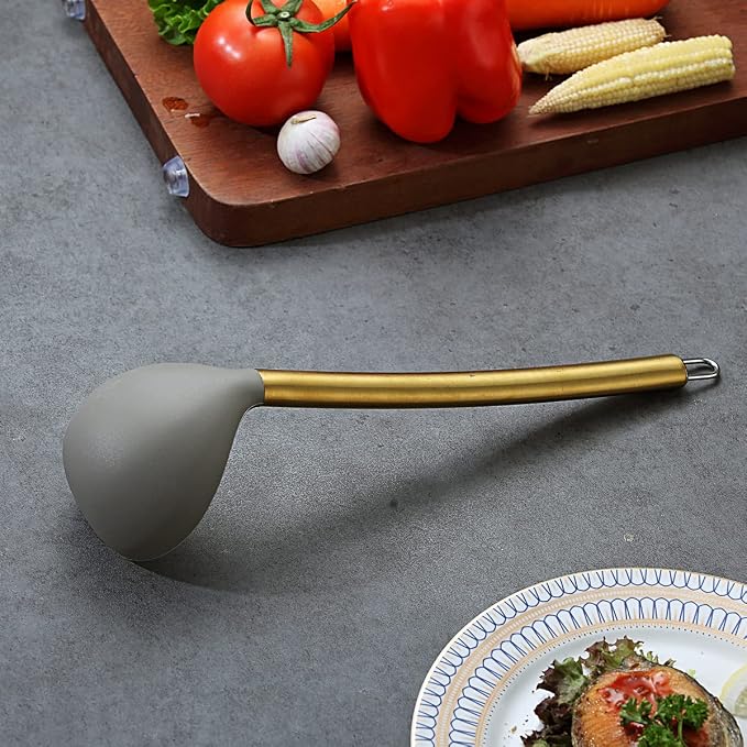 Gold Ladle, Berglander Non-stick Silicone Kitchen Ladle - Image 4
