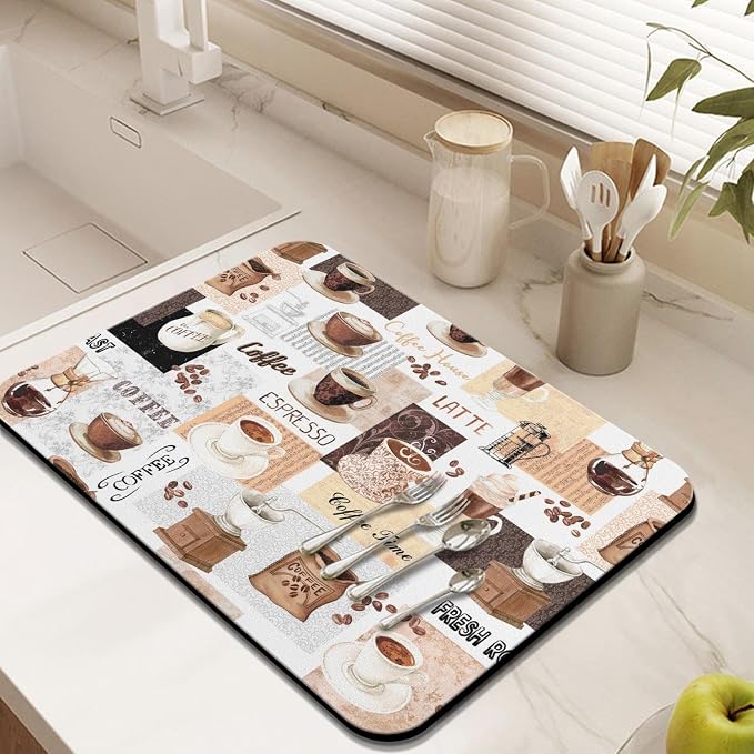 Coffee Mat 24inx18in, Absorbent Hide Stain Anti-Slip Coffee Bar Accessories - Image 3