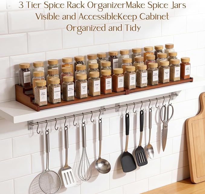 Spice Rack Kitchen Cabinet Organizer-18-Inch Bamboo Spice Organizer - Image 5