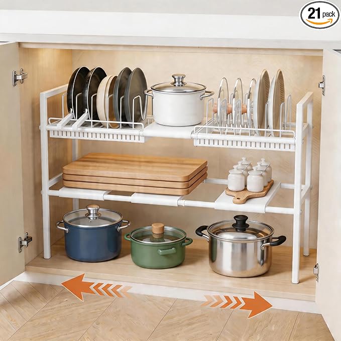 Pots and Pans Organizer Under Cabinet, Expandable Length, Adjustable Height by Unknown