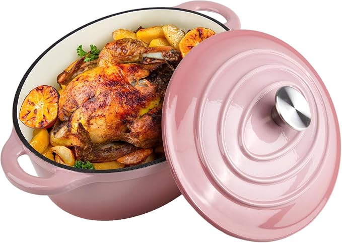 5.5 Quart Oval Enameled Cast Iron Dutch Oven Pot by Alathote
