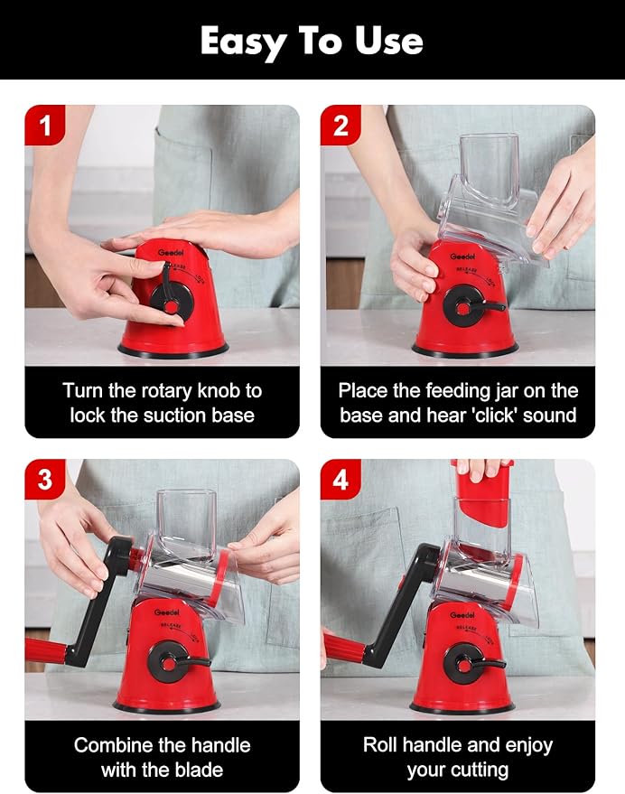 Geedel Rotary Cheese Grater Cheese Shredder - Image 7