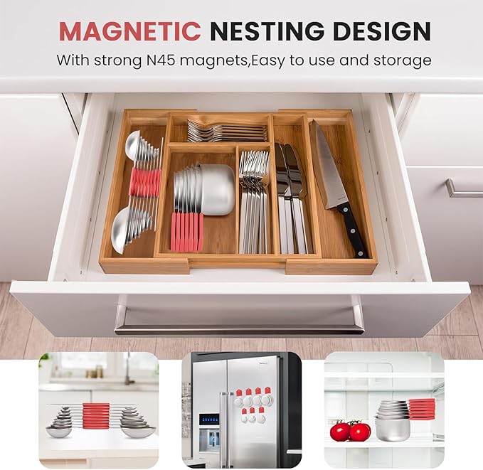 Magnetic Measuring Cups and Spoons Set-Heavy Duty 304 Stainless Steel，Double - Image 5