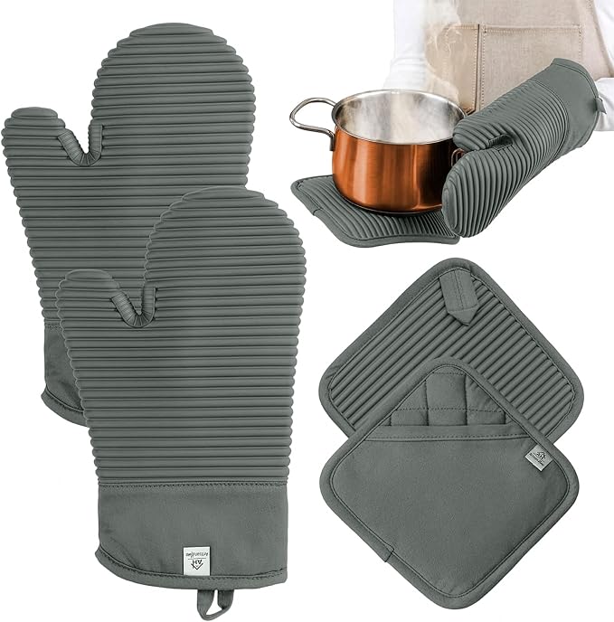 Extra Long Silicone Oven Mitts | Heat Resistant 500°F BPA-Free Food Grade - Image 9