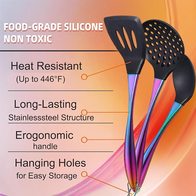 Kitchen Utensils Set, Large Non-stick Silicone Cooking Utensils Set 6 Pcs - Image 6
