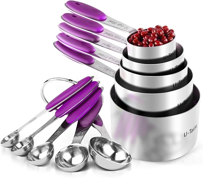 U-Taste 10 Piece Measuring Cups and Spoons Set in 18/8 Stainless Steel by U-Taste