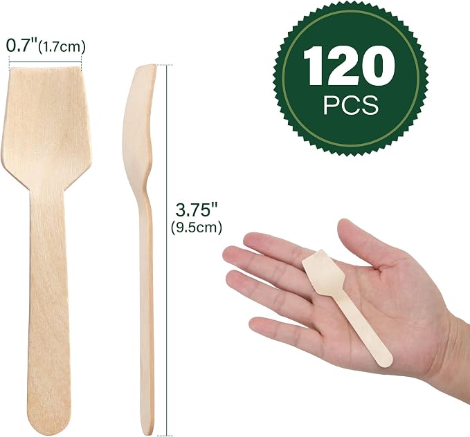 LotFancy Mini Wooden Spoons, Biodegradable and Compostable - Image 2
