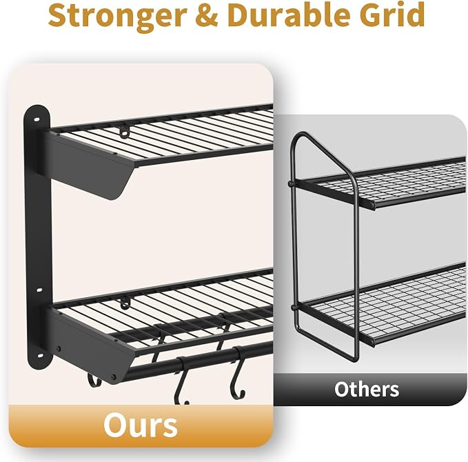 Taozun Pot Rack Wall Mounted 30 Inch, 2-Tier Heavy Duty Pot and Pan Hanging - Image 3