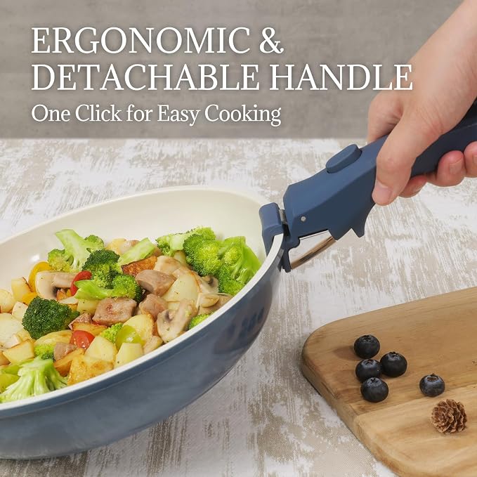 8Pcs Pots and Pans Set Nonstick Ceramic Cookware Set Removable Handle Induction - Image 4
