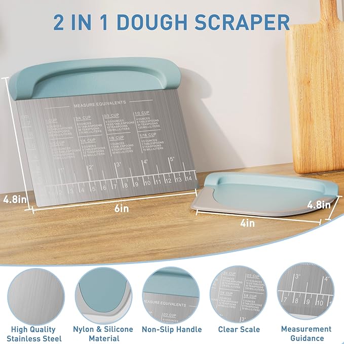 2 IN 1 Upgrade Bench Scraper, Dough Scraper - Image 2