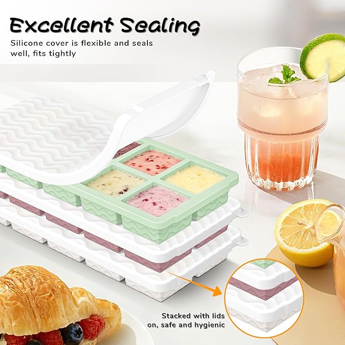 Doasuwish Ice Cube Trays with Lid, 3 Pack 10 Cubes 2 Tbsp. Silicone Ice Cube - Image 5