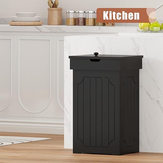 Function Home Trash Can Cabinet, 13 Gallon Kitchen Garbage Can, Wood Recycling - Image 2