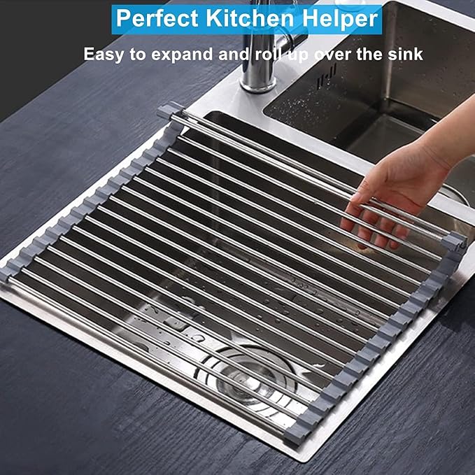 Seropy Extra Large 20.5"x13.7" Roll Up Dish Drying Rack Over The Sink Dish - Image 4