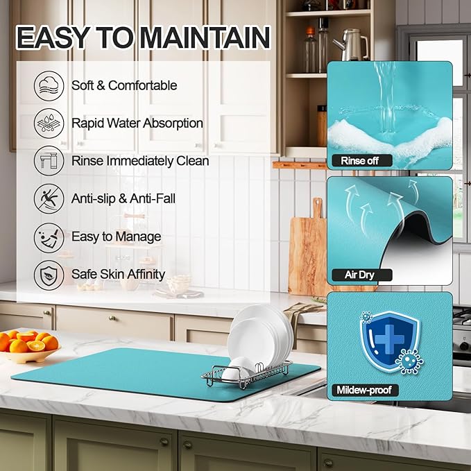 Ecotrim - Dish Drying Mat for Kitchen Counter | Coffee Bar Mat for Countertops - Image 3