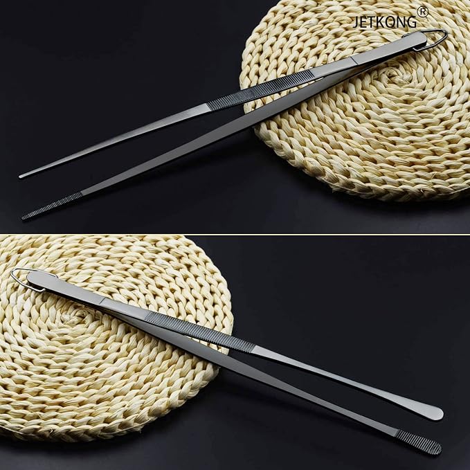JETKONG 2 Pcs 12-Inch Food Tweezer Tongs, Stainless Steel Kitchen Tweezer - Image 6