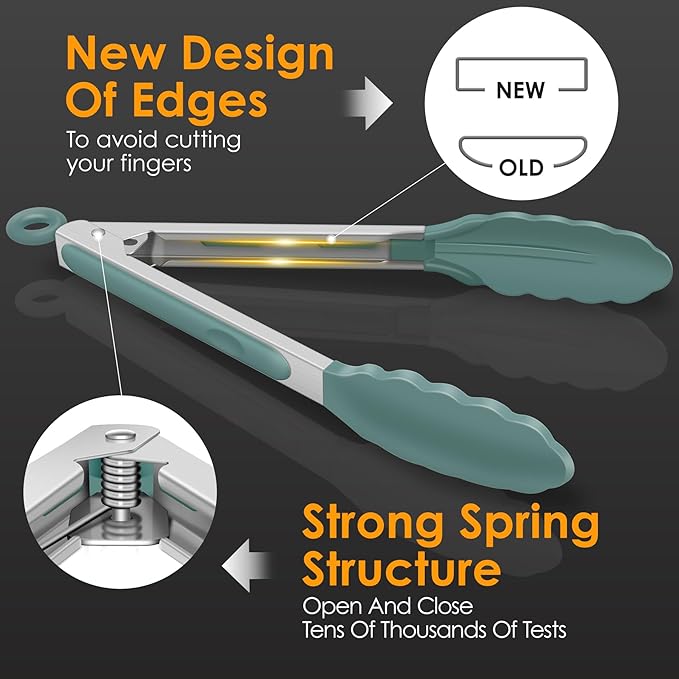 HOTEC Premium Stainless Steel Locking Kitchen Tongs - Image 5