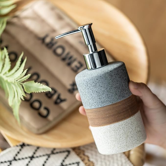 Ceramic Soap Dispenser Set for Hand Soap, Dish Soap, Conditioner, Bathroom & - Image 3