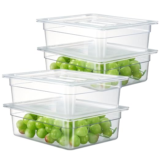 CURTA 4-Pack 1/2 Size 4" Deep NSF Polycarbonate Food Pans by CURTA