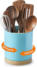 LoeJan 3 Compartment Utensil Holder, Extra Large Utensil Crock, Stable Ceramic by LoeJan