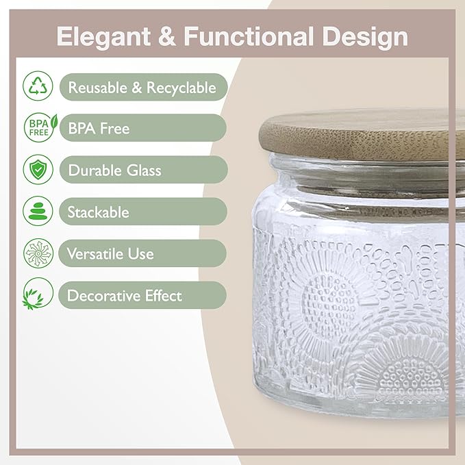 4 oz Glass Storage Jars with Airtight Bamboo Lids - Image 4