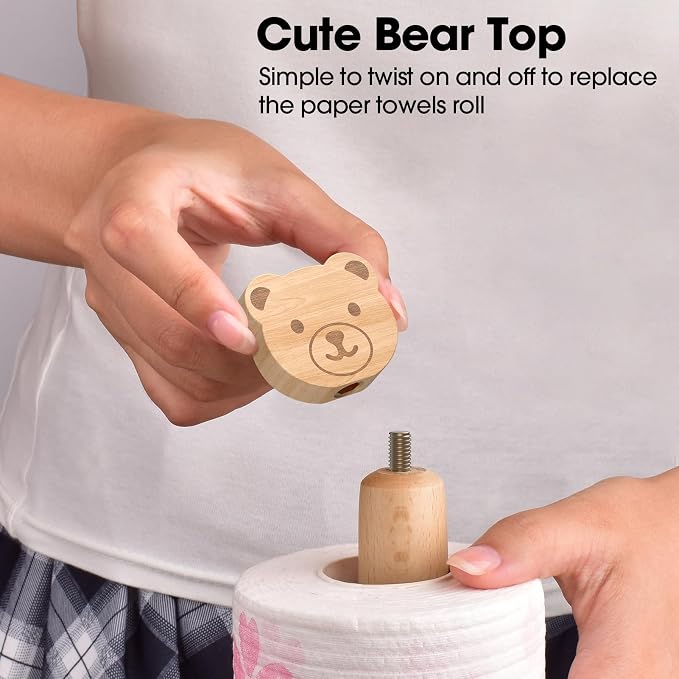 KitchLife Cute Wooden Paper Towel Holder Countertop - Image 4