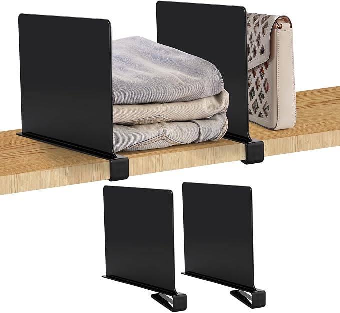 JOY DECOR 2 Pack Acrylic Matte Black Shelf Dividers by JOY+DECOR