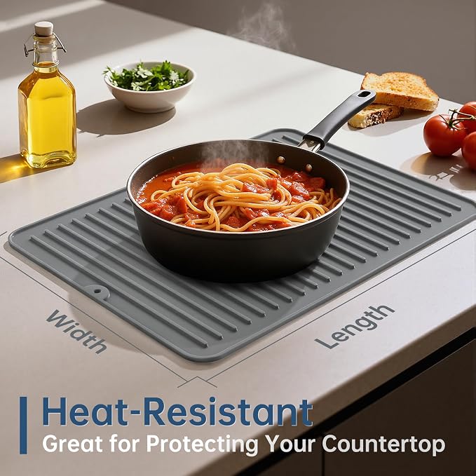 Songrey 14" x 10" Silicone Dish Drying Mat, Kitchen Counter Drying Pad - Image 5