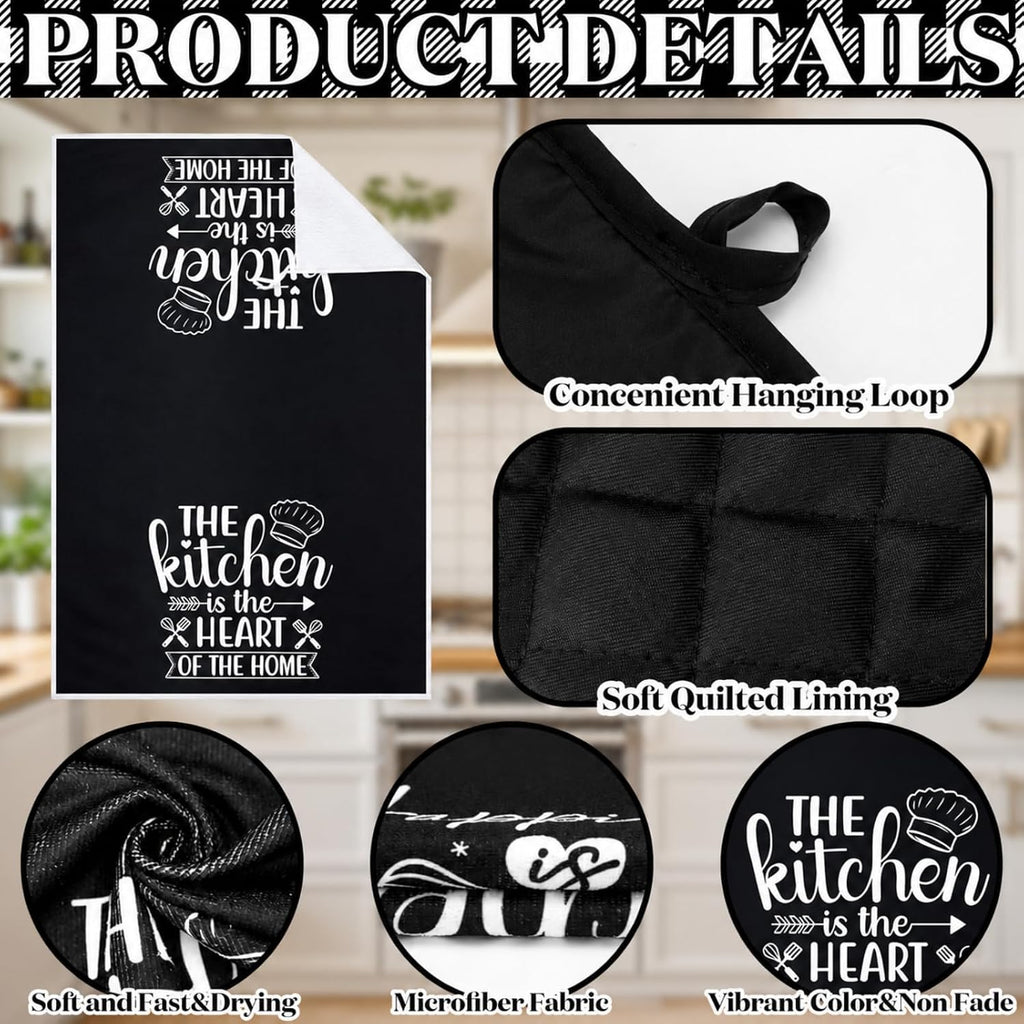 6 Pcs Black Kitchen Decor Accessories Set