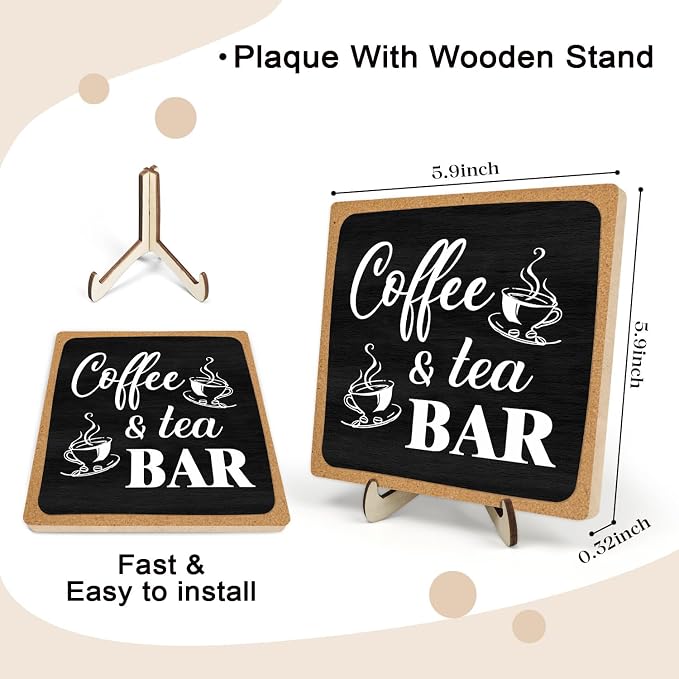 Coffee Bar Decor Sign, Rustic Wooden Plaque Coffee Sign - Image 2