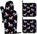 Cute Unicorn Pattern Oven Mitts and Pot Holders Set by Unknown
