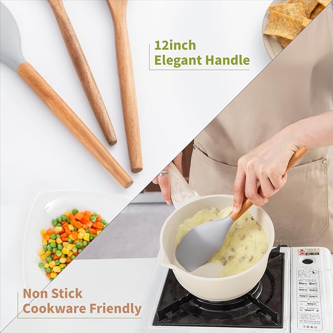 Wooden Spoons for Cooking, Acacia Wood Spoon Wooden Utensils Set, Non-Stick - Image 4