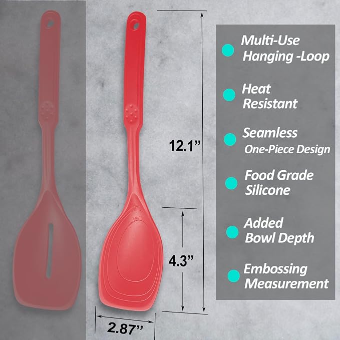 Large Silicone Cooking Spoon, Non-Stick Solid Spoon set - Image 2