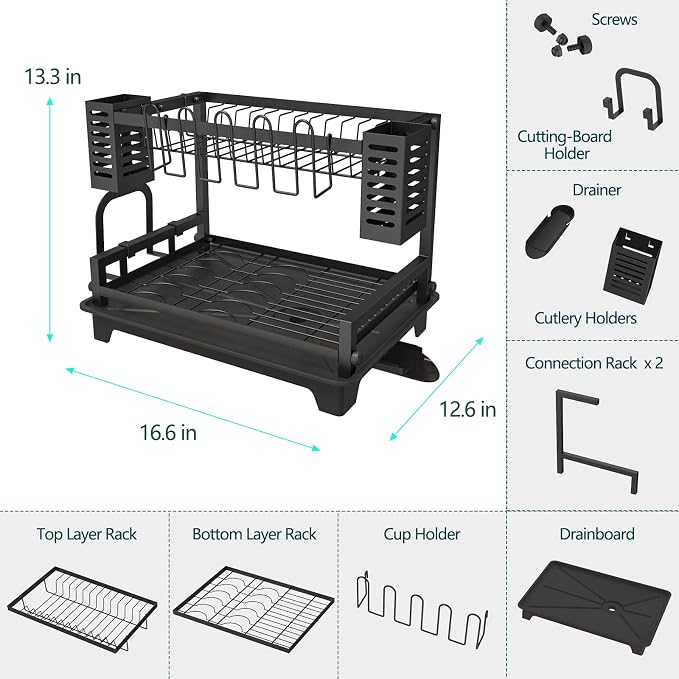 B-Land Dish Drying Rack: 2 Tier Dish Racks - Image 4