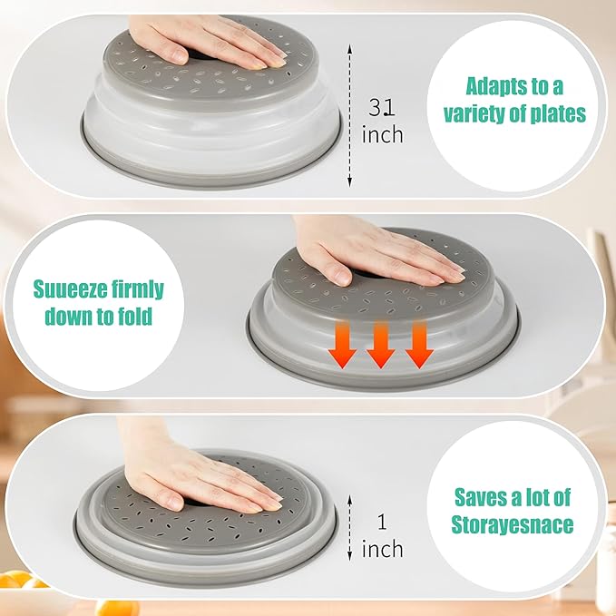 Collapsible Microwave Food Cover, Splatter Guard, Vented Microwave Lid - Image 4