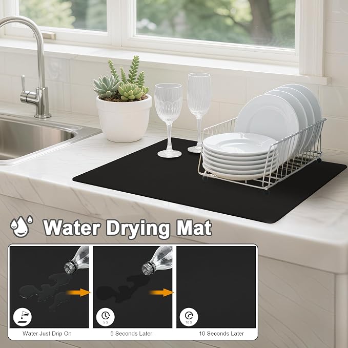 Dish Drying Mats for Kitchen Counter, Waterproof Coffee Mat for Countertop - Image 2