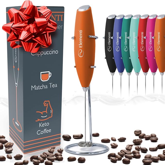 Elementi Portable Milk Frother & Stand – Compact Mixer by Elementi