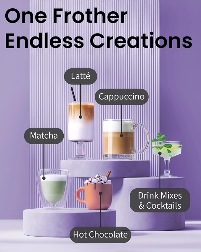 Elementi Electric Pink Milk Frother Handheld - Image 5