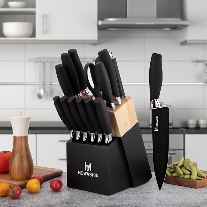 Black Knife Set, Howashin 15 Pieces Knife Sets - Image 5