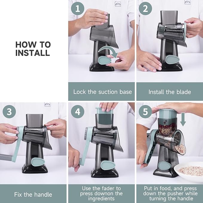 Cheese Grater Hand Crank, Manual Cheese Shredder - Image 6