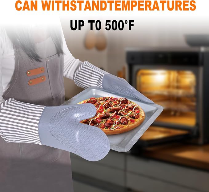 Silicone Oven Mitts, Heat Resistant Oven Gloves - Image 7