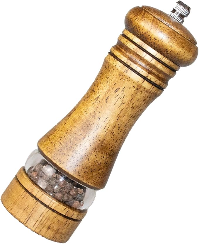 6-Inch Wooden Pepper Grinder Salt Grinder, Refillable Manual Pepper Mill by TooWoom