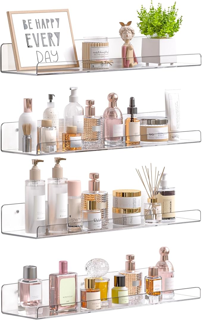 upsimples Acrylic Shelves for Bathroom Storage, Make up, Kids Bookshelf for by upsimples