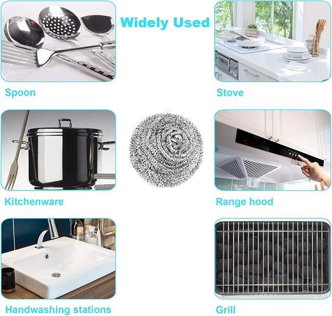 15 Pack Steel Wool Scrubber, Metal Kitchen Scrubbing Sponges, Dishwashing - Image 7
