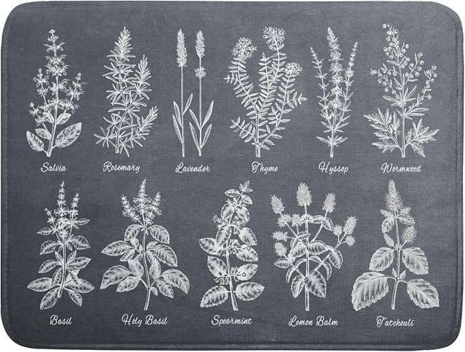 Flower Herbs Dish Drying Mat Wild Plant Dish Rack Mat by Giwawa