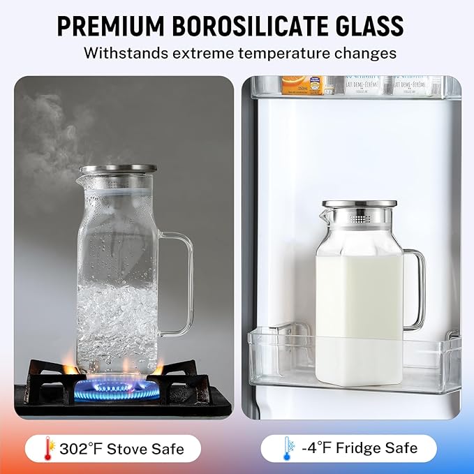 40 oz, 1.2Liter Square Glass Pitcher - Image 4
